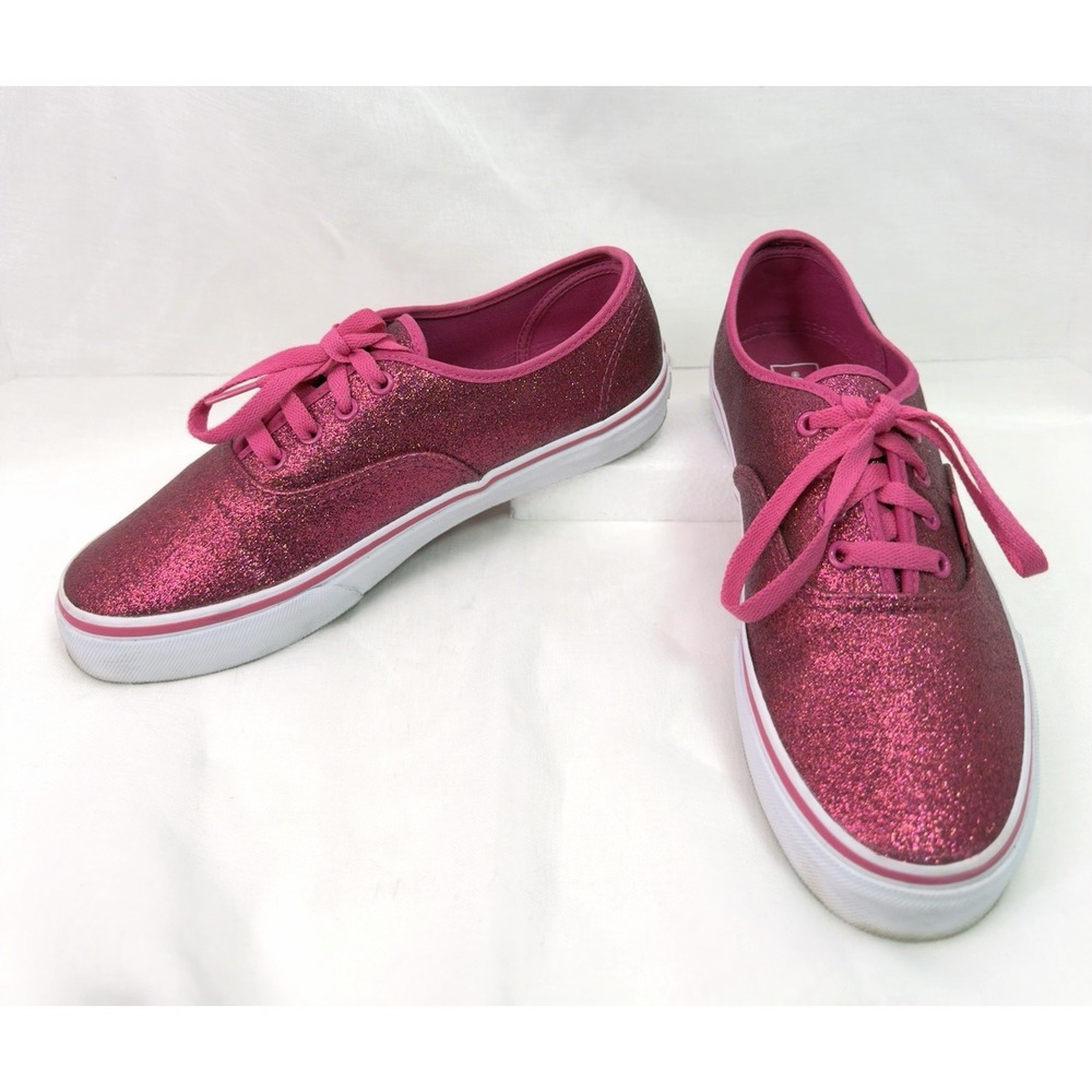 Vans Authentic Glitter Pink Sneakers Kids 6 Fits Women 7.5 8 Low Top Shoes Skate